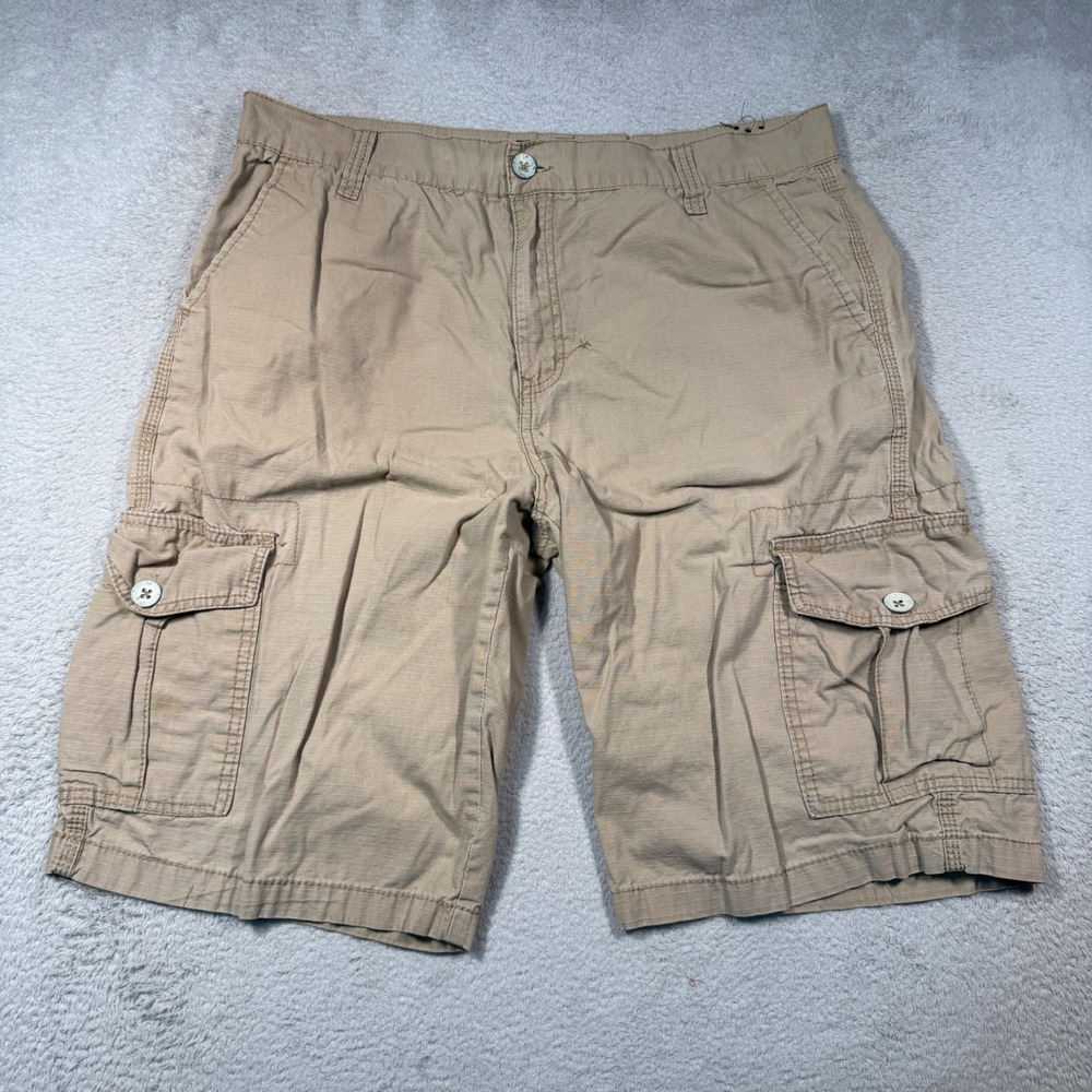 Vintage Y2K Southpole Cargo Shorts Mens‎ 34 Tan Ripstop Streetwear Baggy